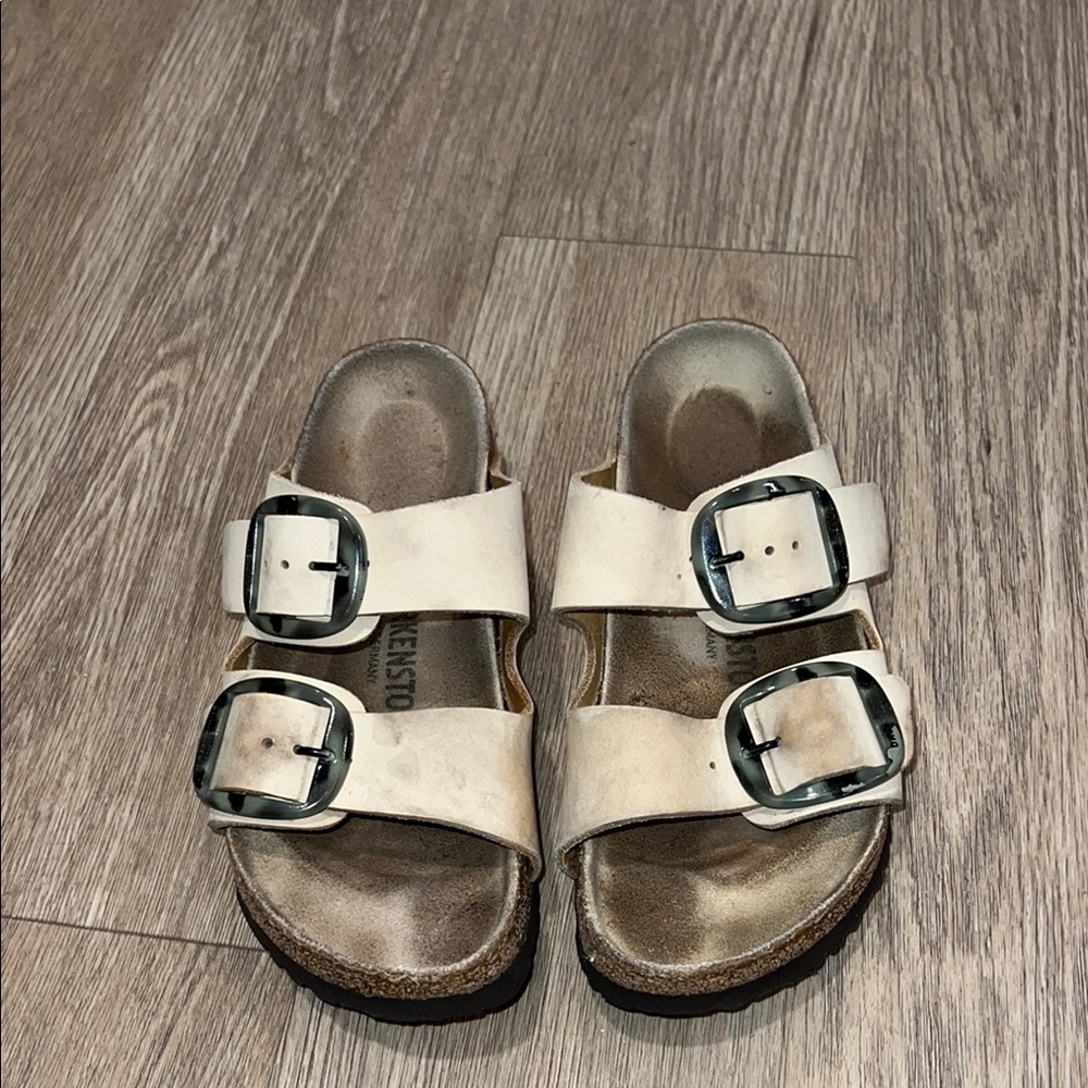 Cream Double Buckle Sandals